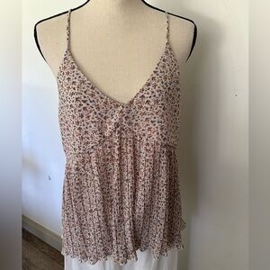 Large / Medium For Paper Crane Floral Camisole in Cream and Brown